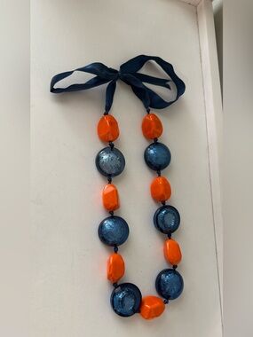 Blue and Orange Decorative Beaded adjustable necklace Florida gators